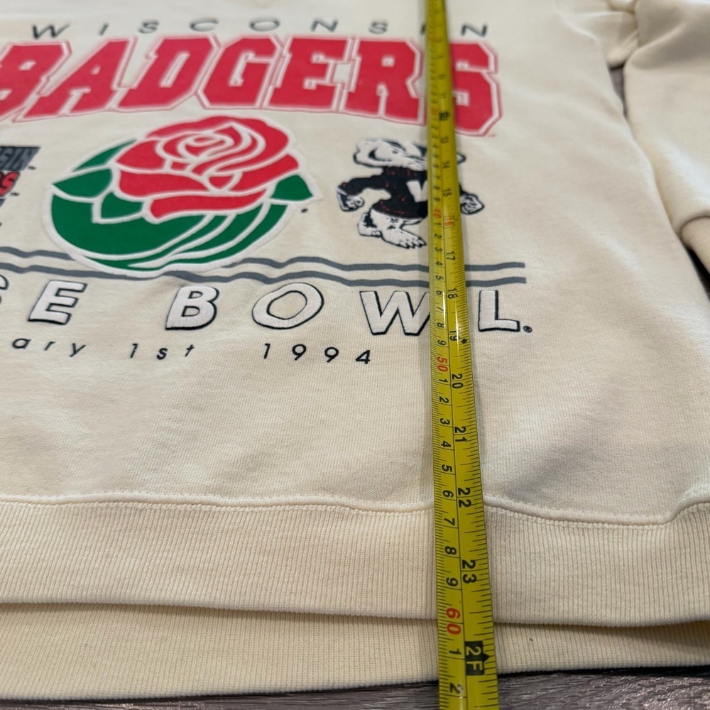 Vintage Wisconsin Badgers Rose Bowl 1994 Crewneck Sweatshirt Cream NCAA Women Sm - Picture 9 of 14